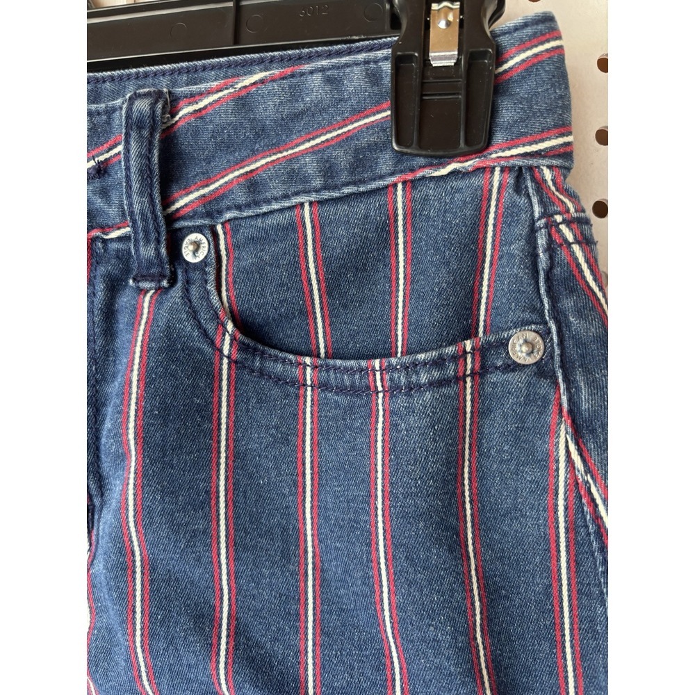 American Eagle Red White & Blue Striped Hi Rise Women's Size 0 Denim Mini Skirt - Picture 4 of 10